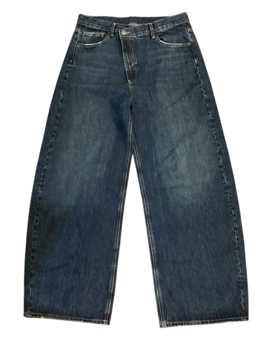 Zara HIGH-WAIST CROSSOVER WAIST WIDE LEG JEANS Size 8 - Picture 6 of 13